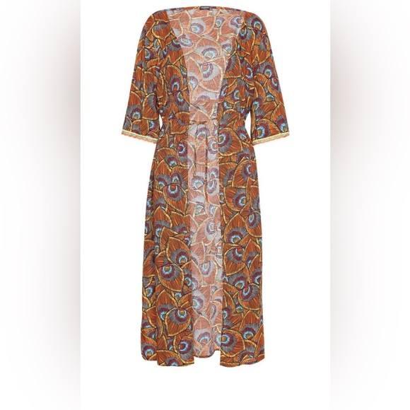 Calzedonia Cobey Colourful Short Sleeve Long Cardigan beach boho dress Size M/S - Picture 1 of 13